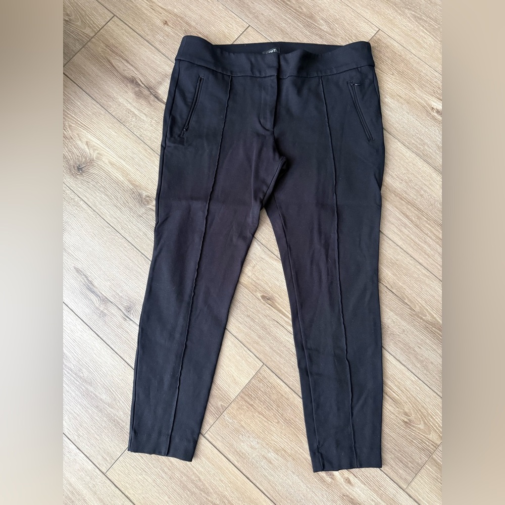 LOFT Black Skinny Ponte Pants with Front Seam Detail